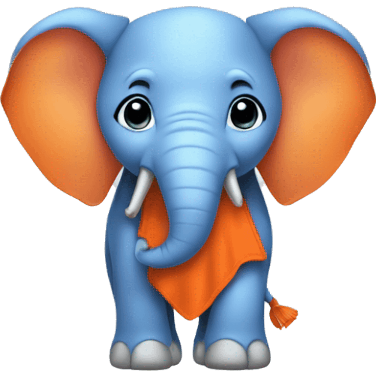 elephant wearing orange and blue outfit emoji