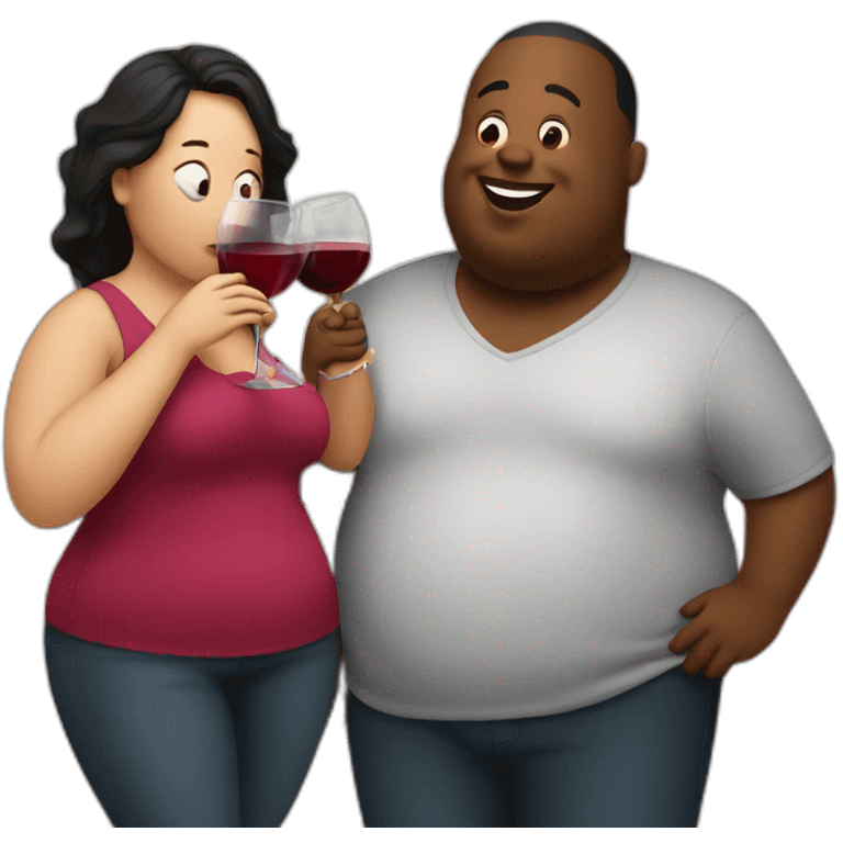 overweight couple drinking wine emoji