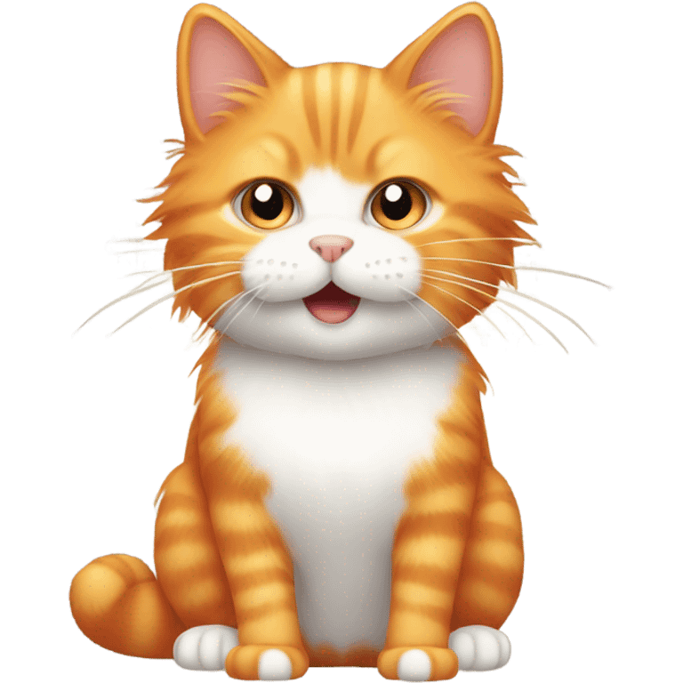 Super fluffy orange cat static electricity  emoji