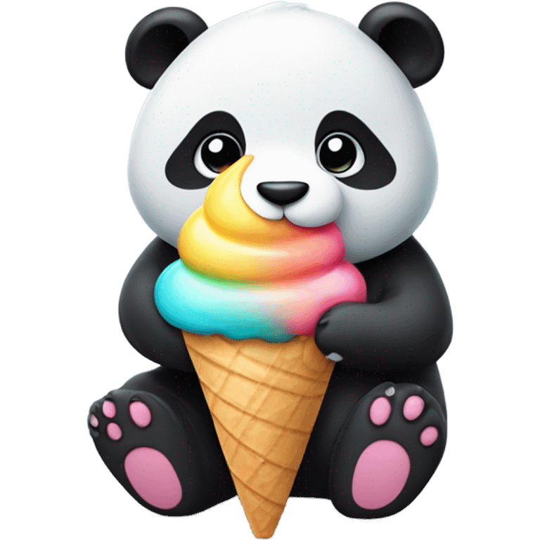 Panda eating ice cream emoji