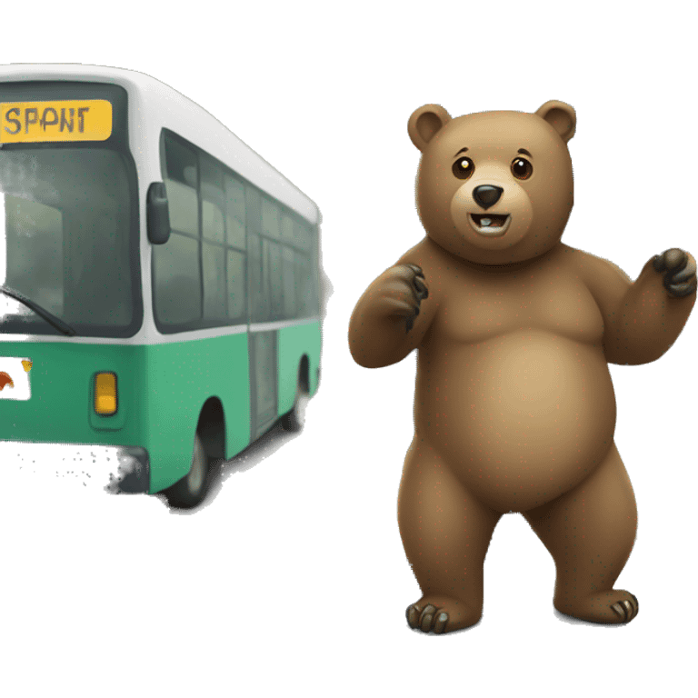 bear at bus stop sign emoji