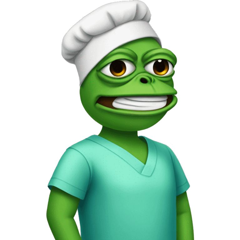 Cartoon Pepe wearing surgeon clothes emoji