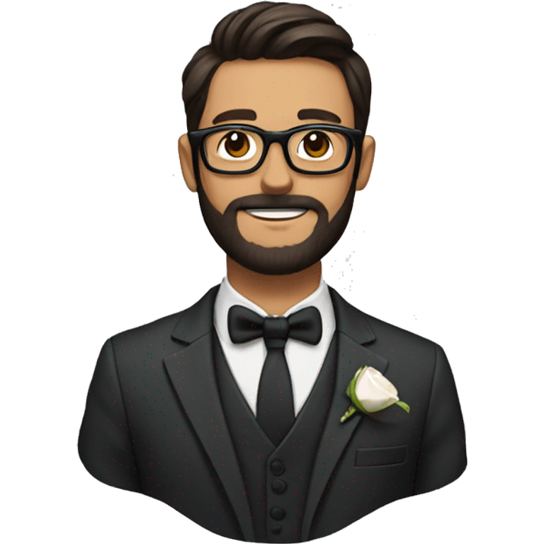 groom with glasses and dark brown hair and beard emoji