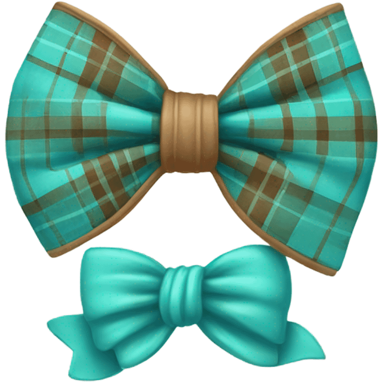 Turquoise plaid western bow emoji