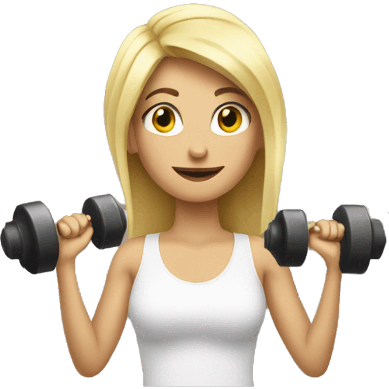 Blonde girl with dumb bells emoji