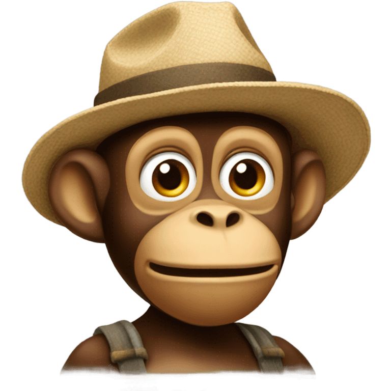 Confused monkey wearing a farmers hat emoji