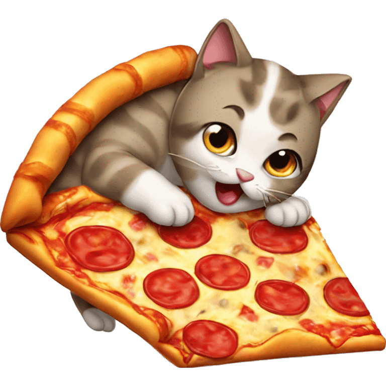 cat eating pizza emoji