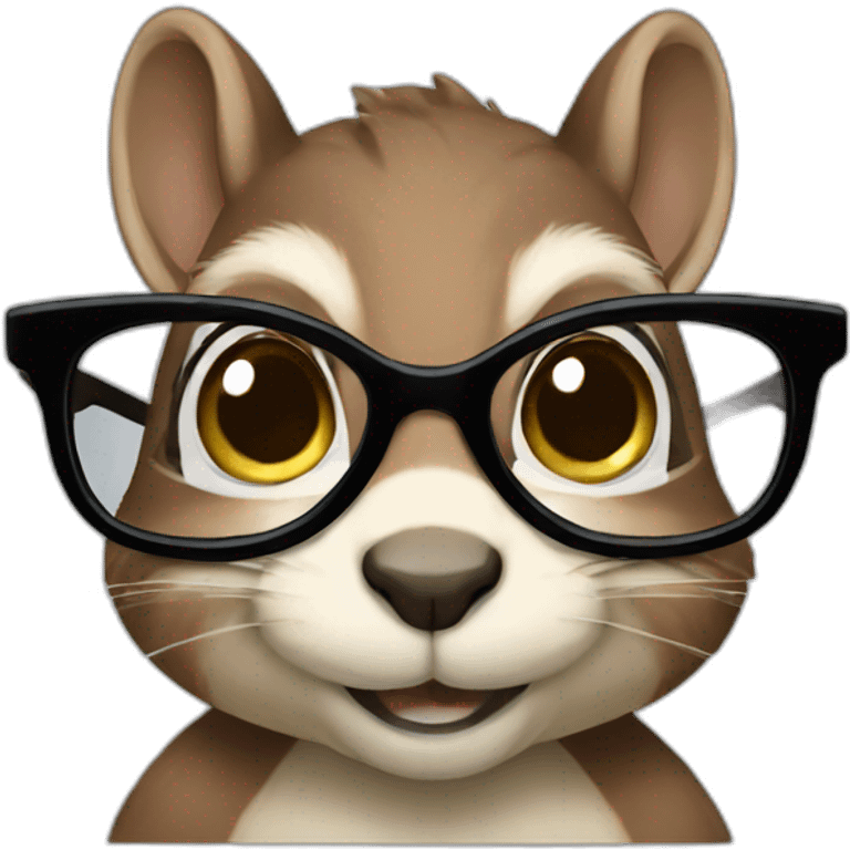 female squirrel with glasses on emoji