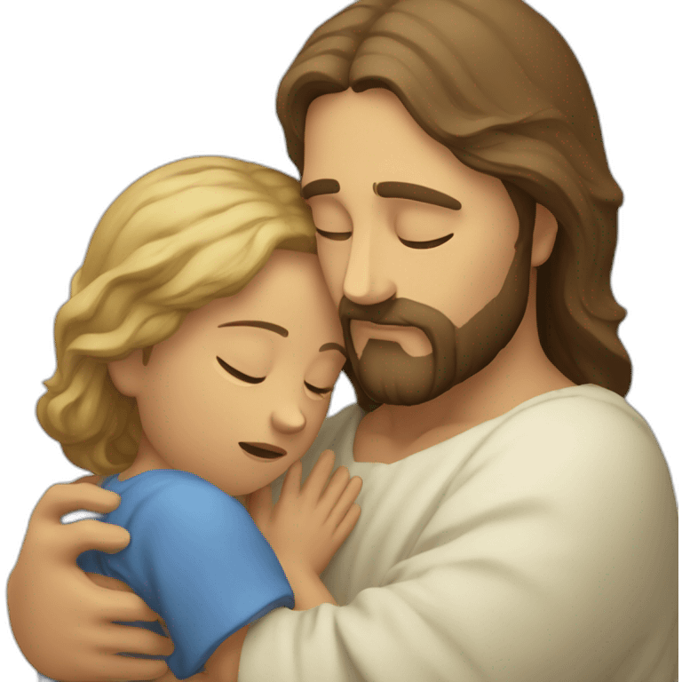 jesus christ consoling a crying child emoji