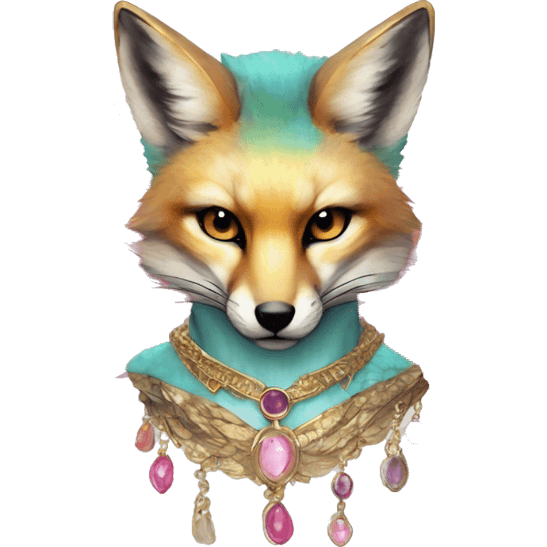 Beige cyan Pink magenta burgundy maroon cyan beige gray fox black stripes wearing gold jewellery gold piercings gold ear piercing gilded vintage watercolour tie dye black raven wings emoji