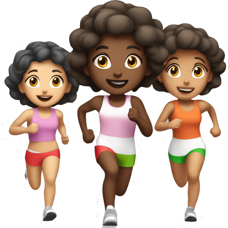 3 pale hispanic girls running a race emoji