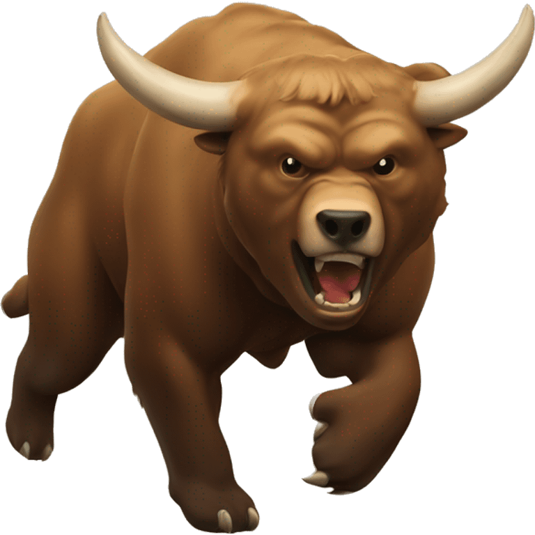 Bull attack bear emoji