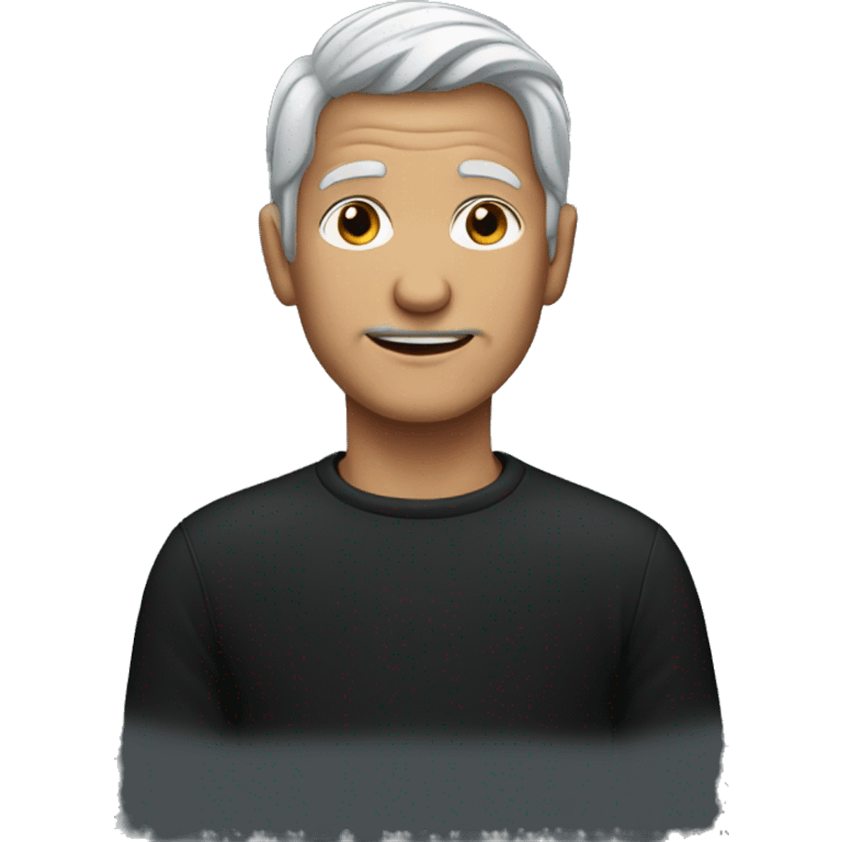 grey haired boy in black emoji