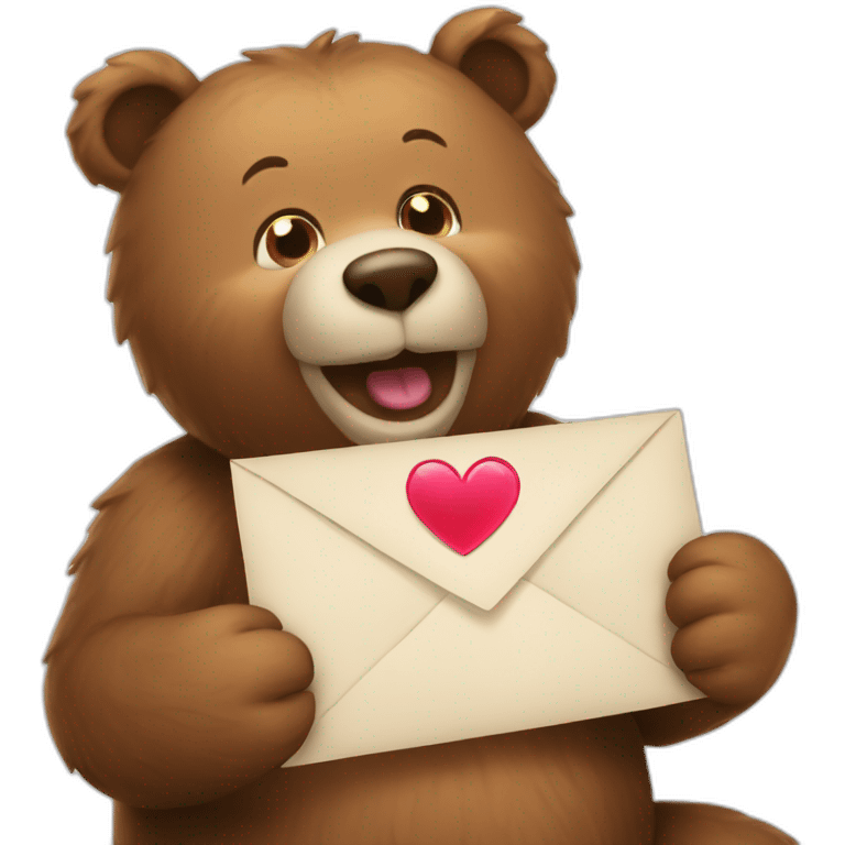 Emoji bear sending love letter emoji