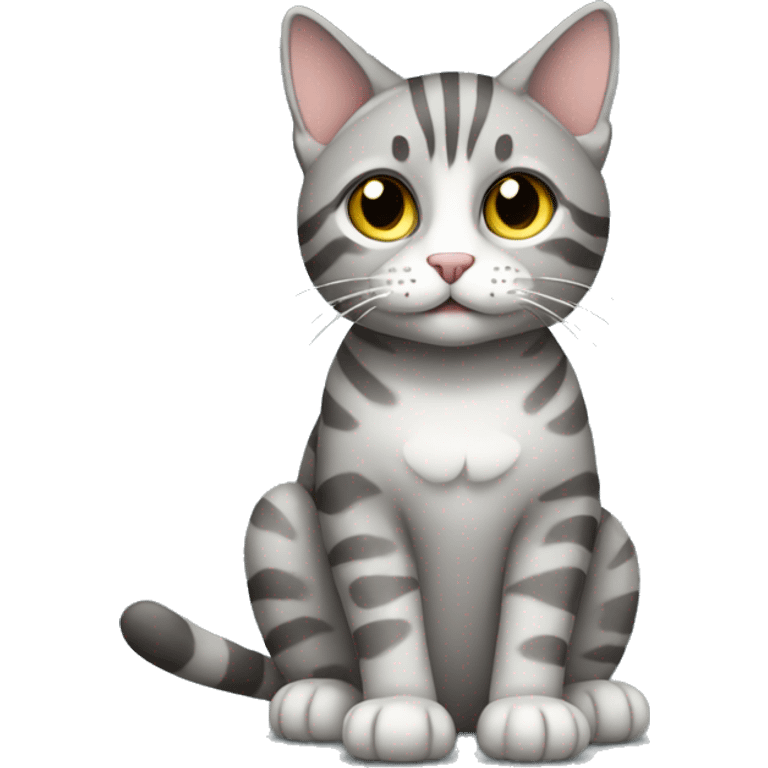 Grey tabby cat full body sitting emoji