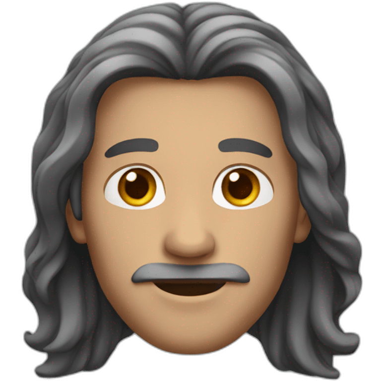 man with long hair without moustache emoji