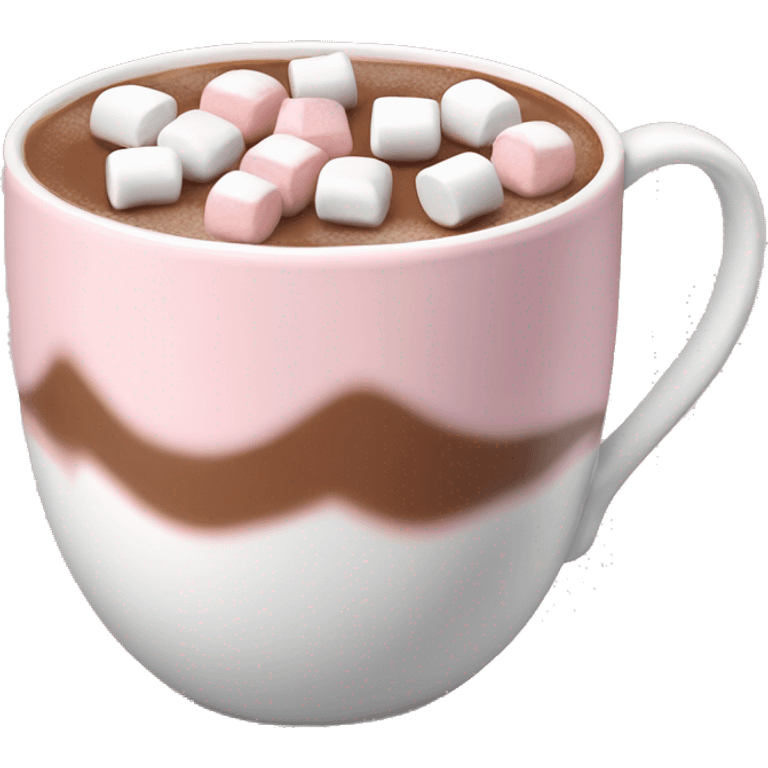 Light Pink mug of hot chocolate with marshmallows  emoji