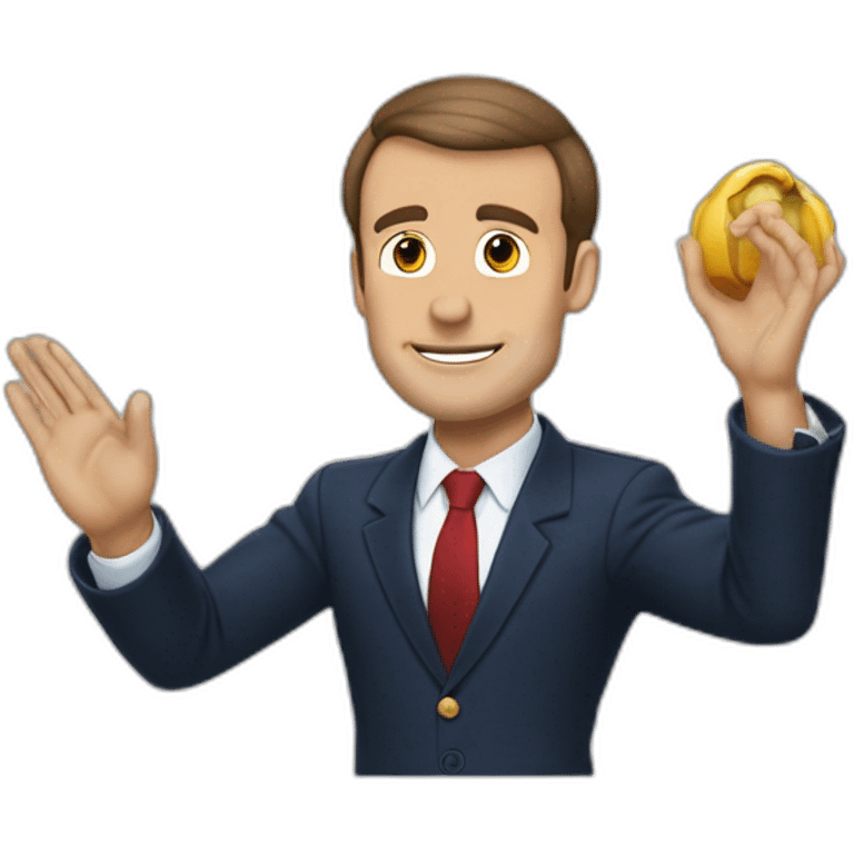 Macron qui se sert la main avec Marine lepene emoji