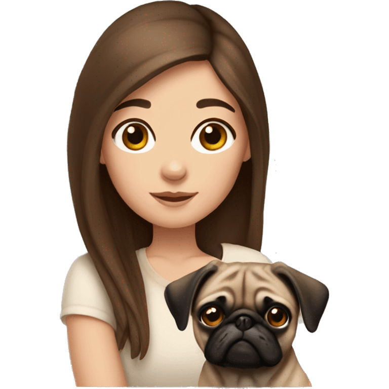 girl with brown hair and mini pug emoji