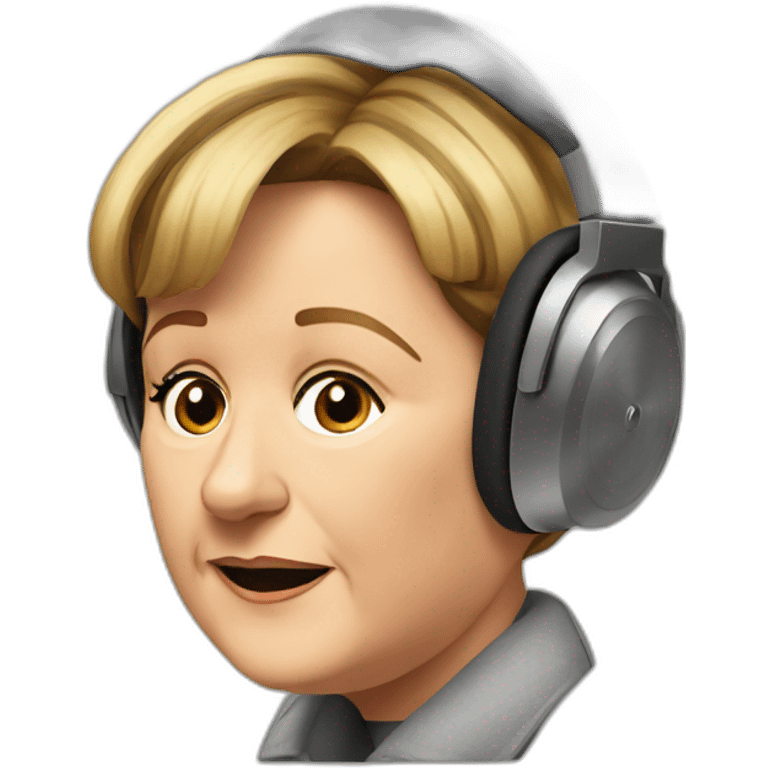 Angela Merkel listening to loud music on her headphones emoji