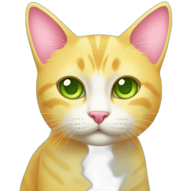 cute yellow cat with green eyes and pink nose emoji