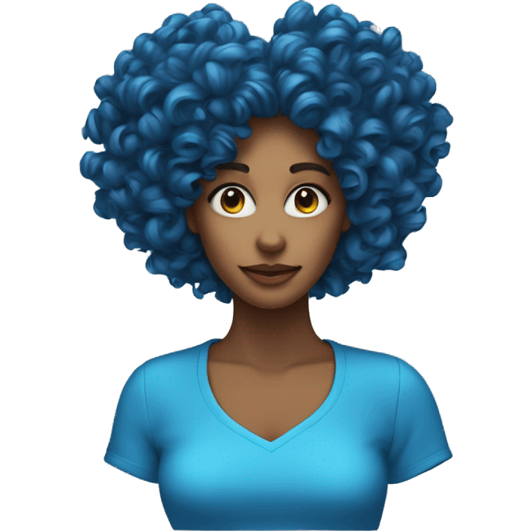 Blue heart on a woman’s head with curly hair  emoji