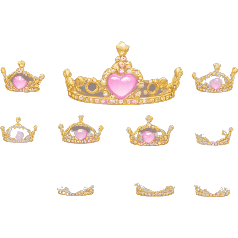 Gold tiara with light pink jewels emoji