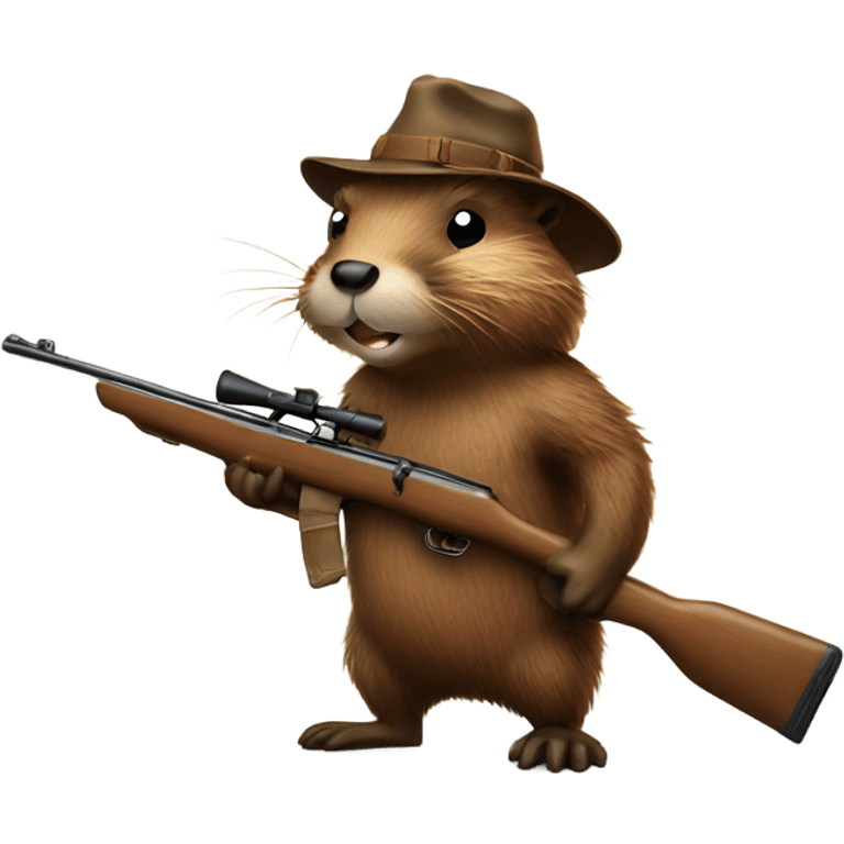 Beaver with hunting rifle emoji