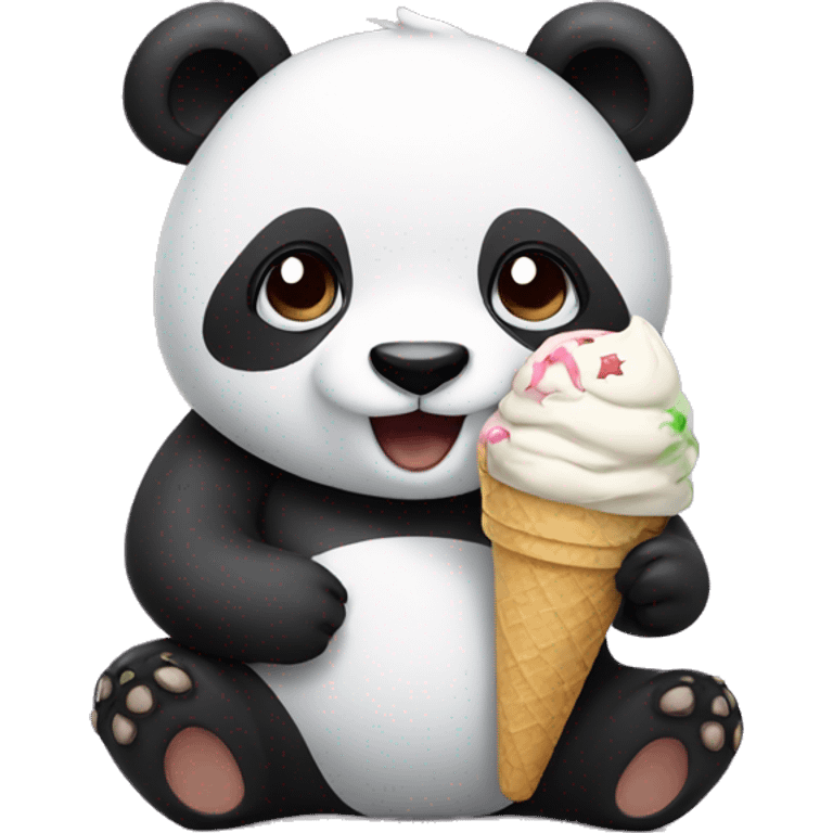 Panda eating ice cream emoji