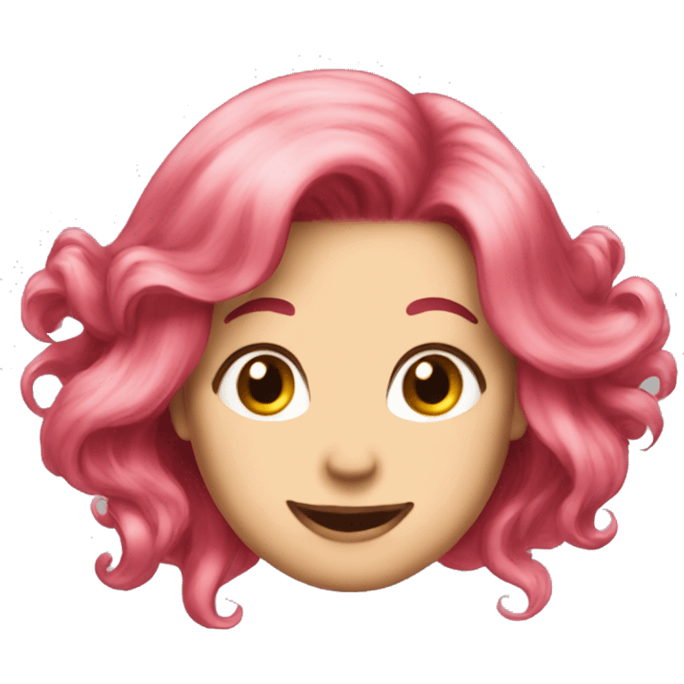 happy pink hair big lips red smile emoji