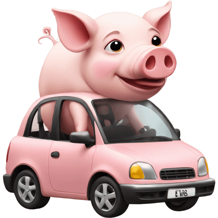 A pig driving a car emoji