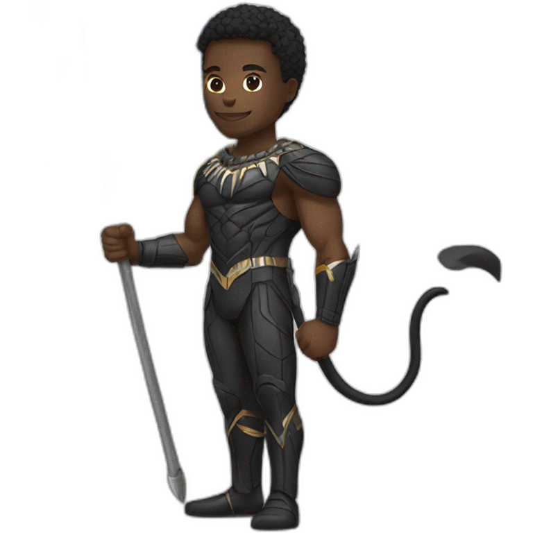 Black panther hero with Central African Republic country flag  emoji