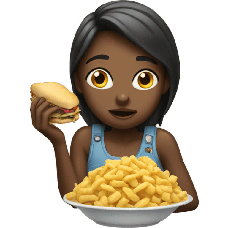 Girl eating a lot emoji