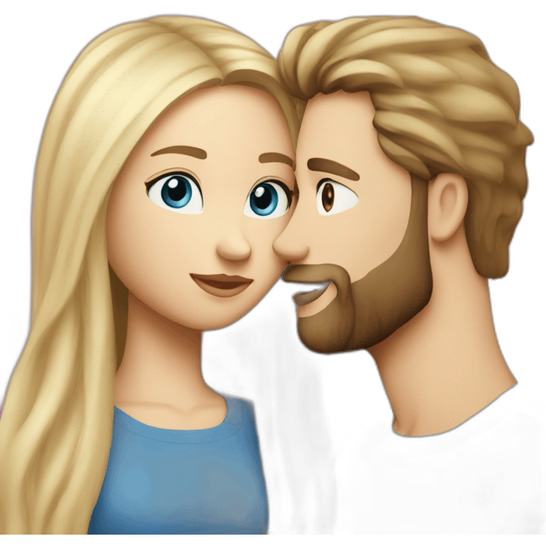 couple-consisting-a-white-girl-with-really-long-brown-straight-hair,-taller-white-man-with-blonde-hair-blue-eyes-and-beard kissing emoji