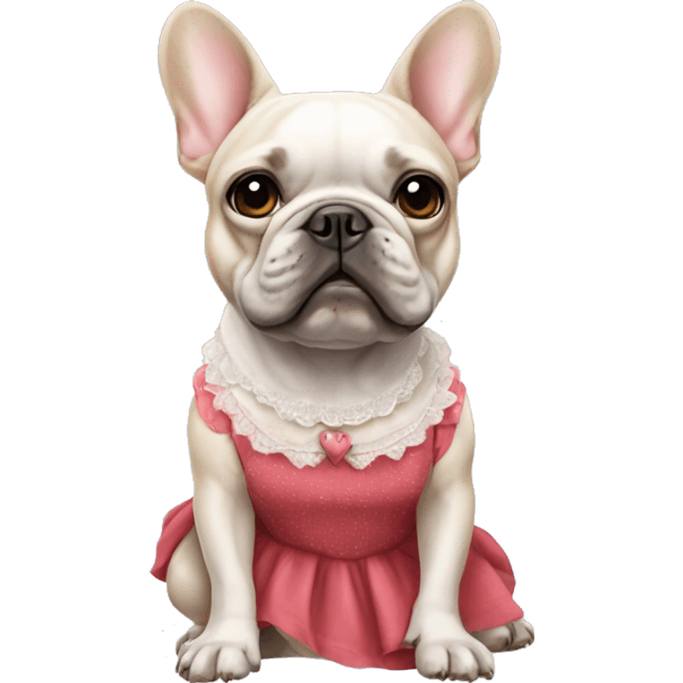 French Bulldog in a dress emoji