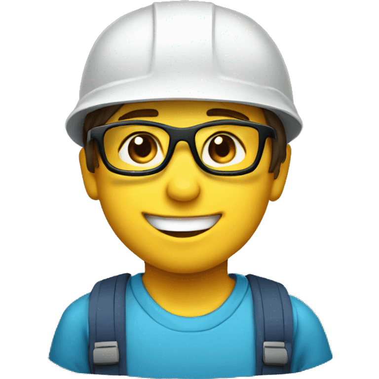 smiling boy with safety helmet and glases emoji