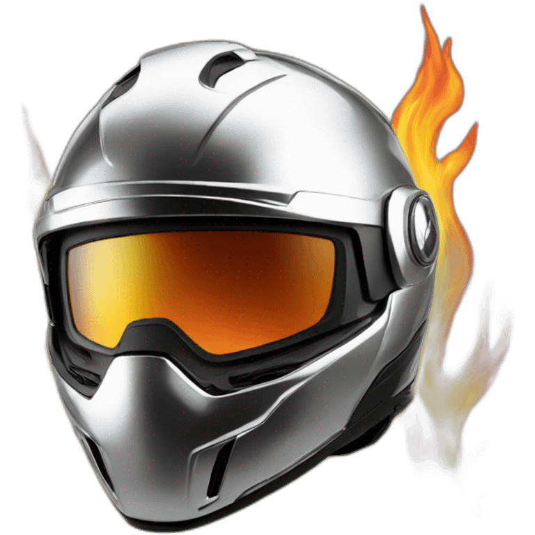 fire chrome motorcycle helmet emoji