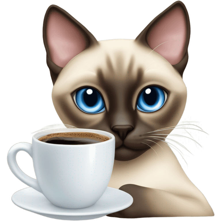 Siamese cat drinking coffee  emoji