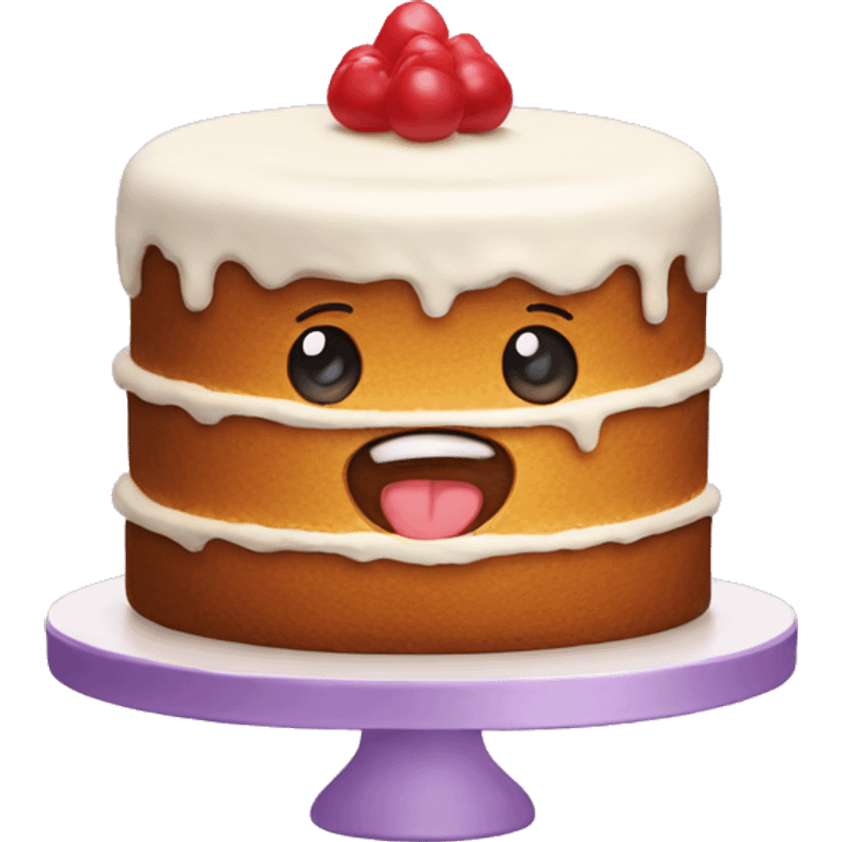 Cake that has a face emoji