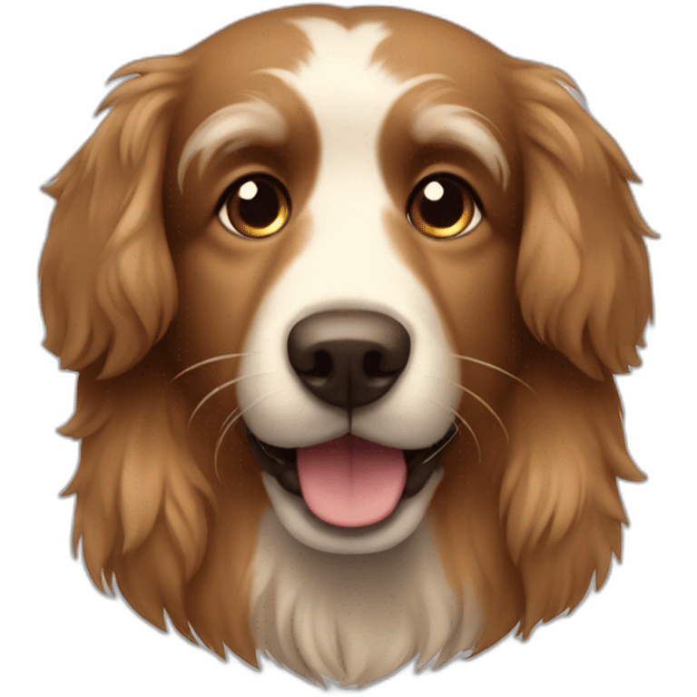 fluffy brown dog with long hair and brown nose emoji