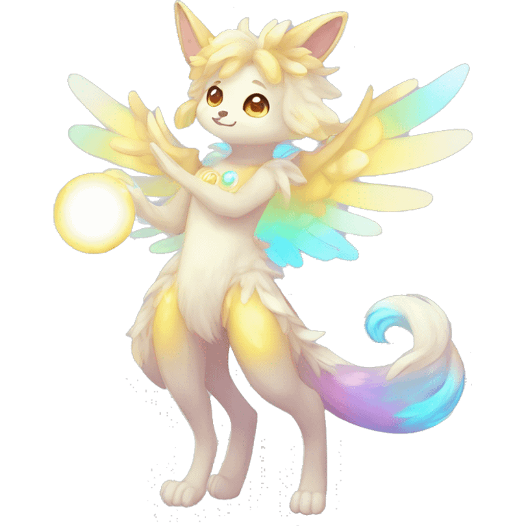 Cute Kawaii Anthro Sona Colorful Ethereal Pretty see Godly Celestial Shiny Fakemon Full Body emoji