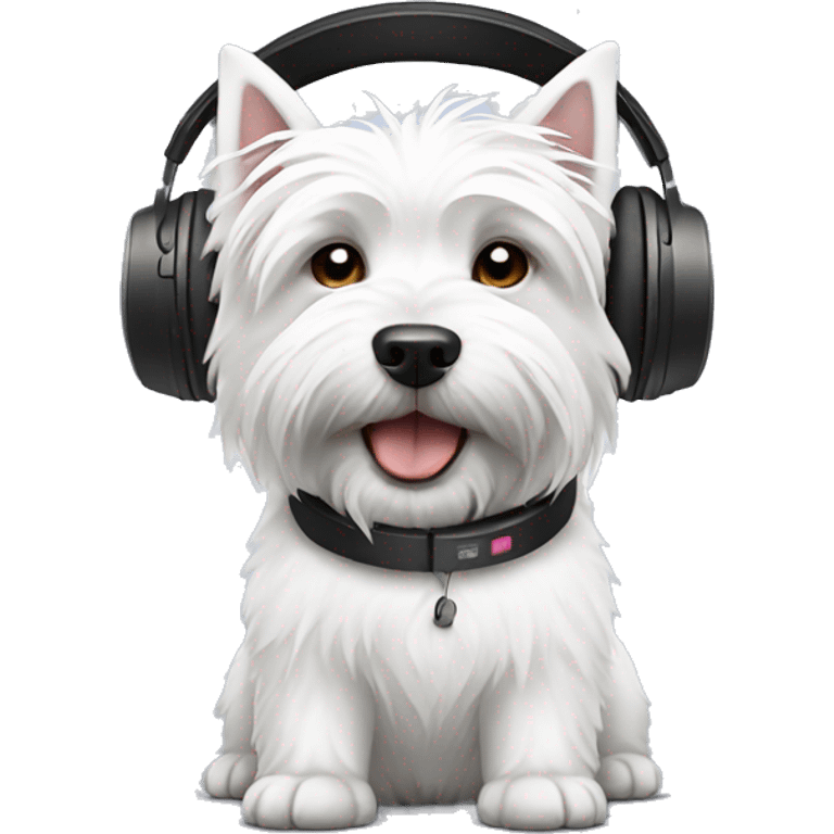 White west highland terrier with headphone emoji