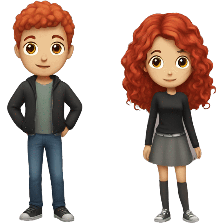 A boy with red hair and a girl with black hair emoji