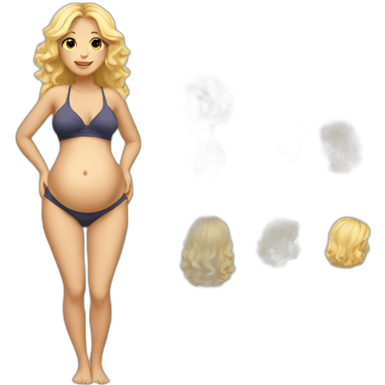 adorable pregnant blond full body women with beach-wave-hair emoji