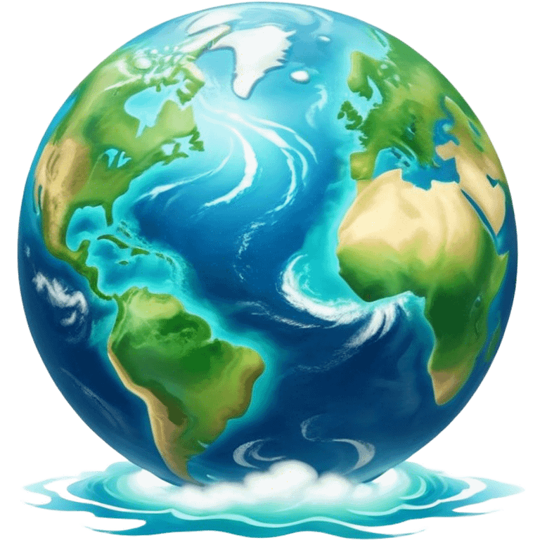 Cinematic Realistic Earth Emoji, depicted with vibrant blue oceans, clouds, and lush green continents rendered in exquisite detail, high shine, and a soft radiant glow that captures the dynamic, life-sustaining beauty of our home planet. emoji