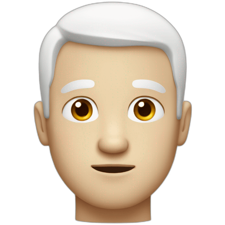 Man looking emotionless or depressed, white short hair, white skin, red nose emoji