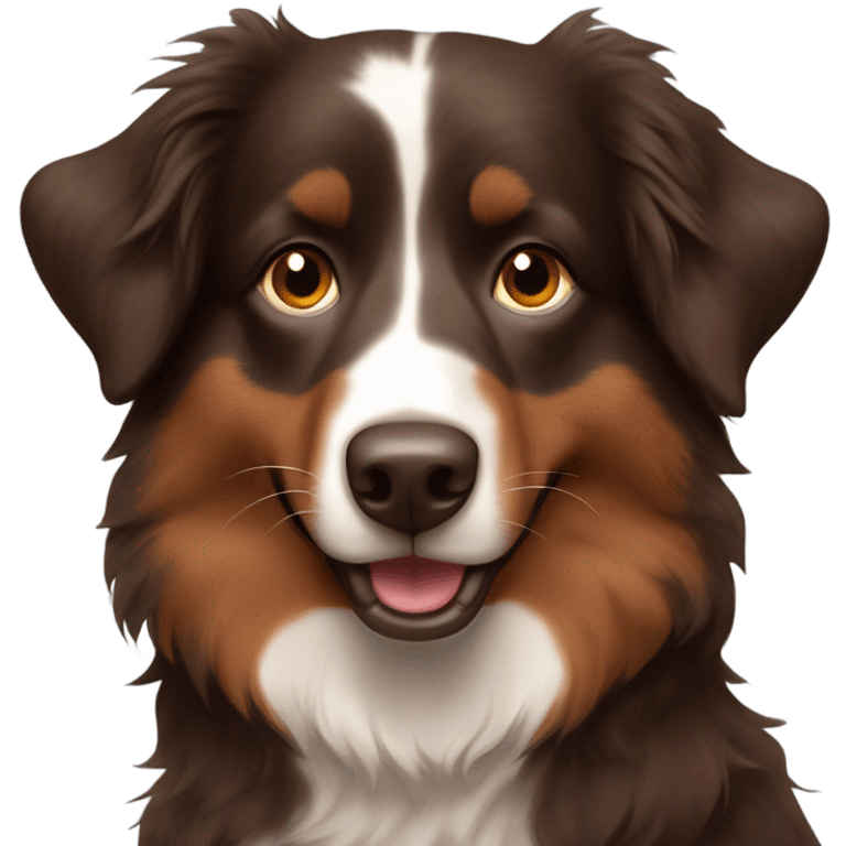 Dark Brown Australian shepherd with brown fur on face emoji