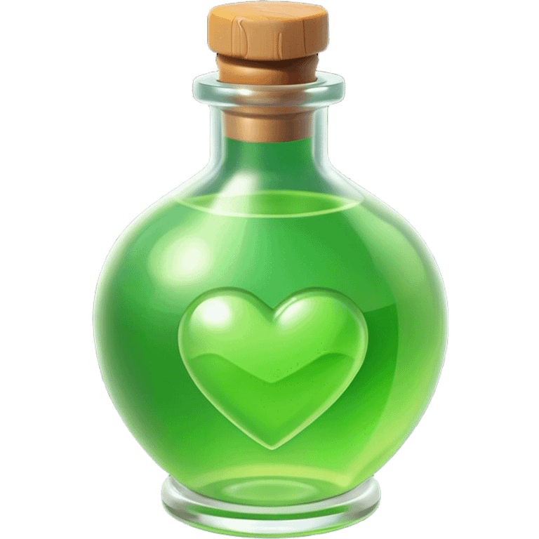 Clash of Clans aesthetic: Cinematic Playful Pixel 3D green health Potion Emoji, rendered in a 3D vector-style similar to standard emojis with minimal shading and bold, simplified shapes. A compact, distinct form with signature details, softly glowing with a pixelated adventure charm. Simplified yet unmistakably iconic, highly detailed and consistent, glowing with a soft radiance and high shine. Stylized with a touch of classic pixel-art charm and a soft glowing outline, capturing the essence of a beloved gaming relic with a friendly, playful manner! emoji