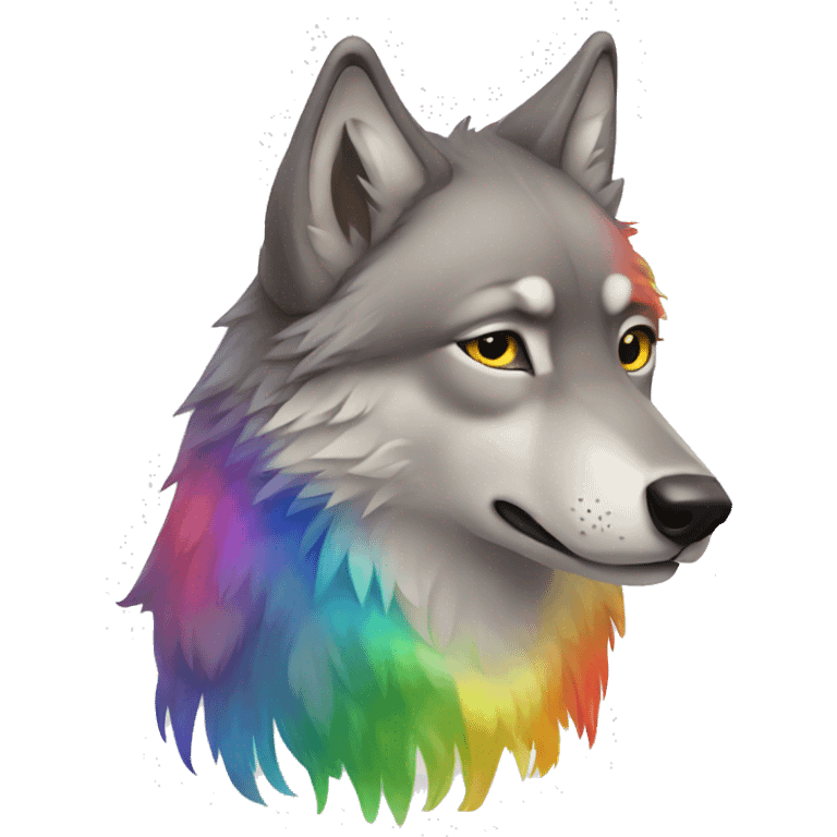 alpha male wolf with rainbows emoji