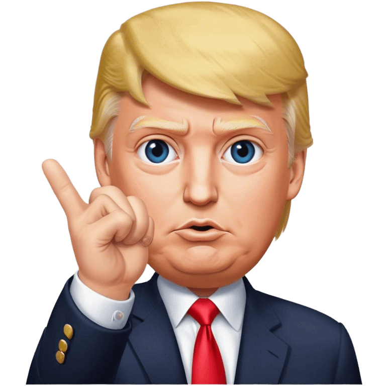 Super realistic Donald Trump pointing index finger up, realistic face emoji